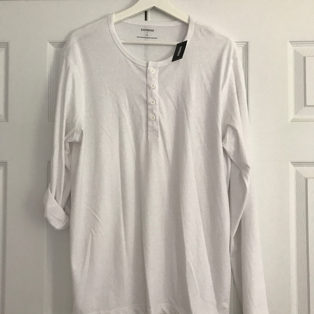 Express Men’s Whkte Casual Long Sleeve Shirt